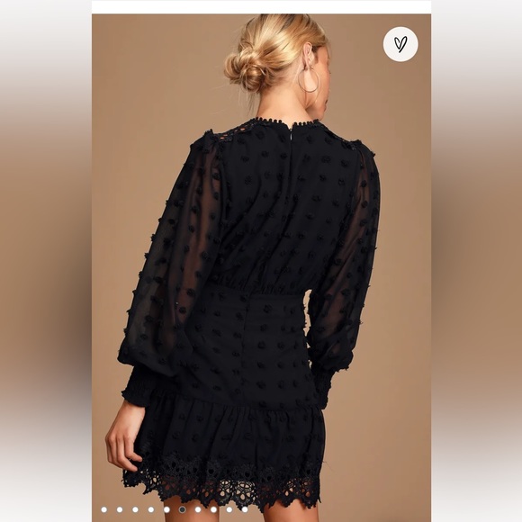 LULUS Lust or Love Black Embroidered Lace Long Sleeve Dress size S. - Picture 7 of 16